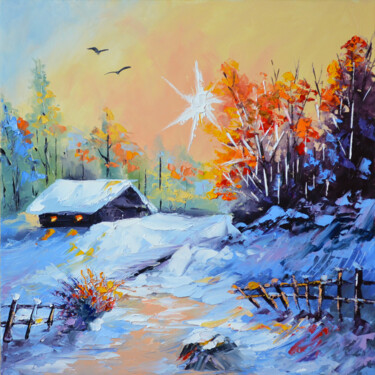 Pintura intitulada "Winter Landscape Pa…" por Elena Vybiranets, Obras de arte originais, Óleo