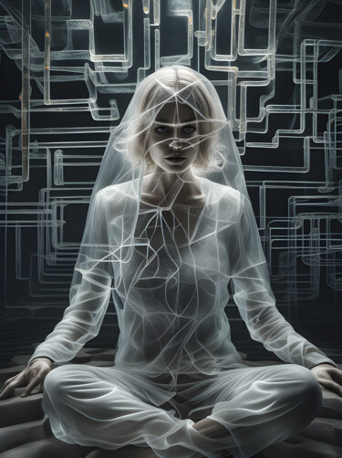 Digitale Kunst getiteld "Meditation" door Elena Vybiranets, Origineel Kunstwerk, AI gegenereerde afbeelding