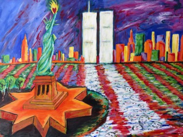 「New York Manhattan…」というタイトルの絵画 Wabyankoによって, オリジナルのアートワーク, アクリル