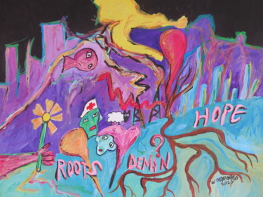 Schilderij getiteld "Roots hope tomorrow" door Wabyanko, Origineel Kunstwerk, Acryl