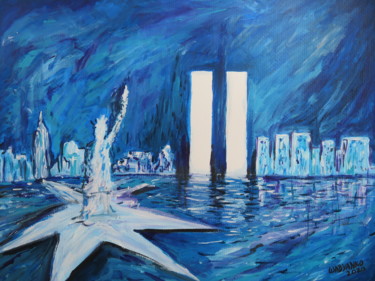 Painting titled "Only Blue New York" by Wabyanko, Original Artwork, Acrylic