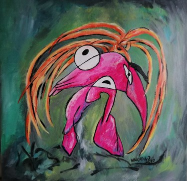 Malerei mit dem Titel "Walking Bird" von Wabyanko, Original-Kunstwerk, Acryl