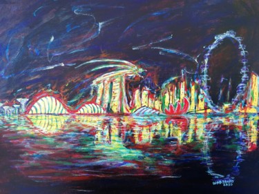 Painting titled "Singapore dragon sk…" by Wabyanko, Original Artwork, Acrylic