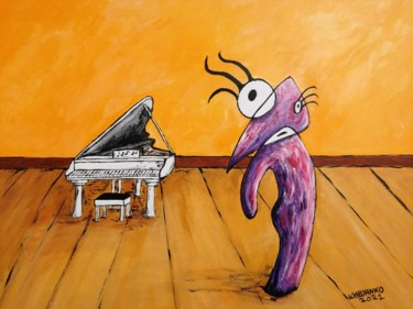 Schilderij getiteld "Piano How to play" door Wabyanko, Origineel Kunstwerk, Acryl