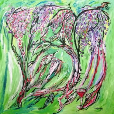 Картина под названием "Vignes Grape Vine" - Wabyanko, Подлинное произведение искусства, Акрил Установлен на Деревянная рама…