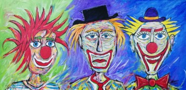 Painting titled "George Clown Age" by Wabyanko, Original Artwork, Acrylic Mounted on Wood Stretcher frame