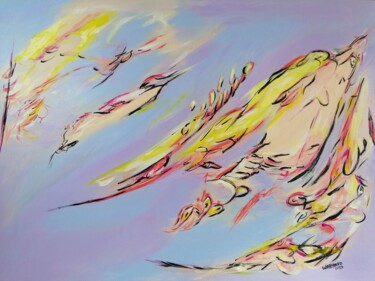 Картина под названием "April pastel abstra…" - Wabyanko, Подлинное произведение искусства, Акрил Установлен на Деревянная ра…