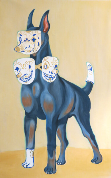 Malarstwo zatytułowany „Three headed dog” autorstwa Yuk Wa Yu, Oryginalna praca, Akryl