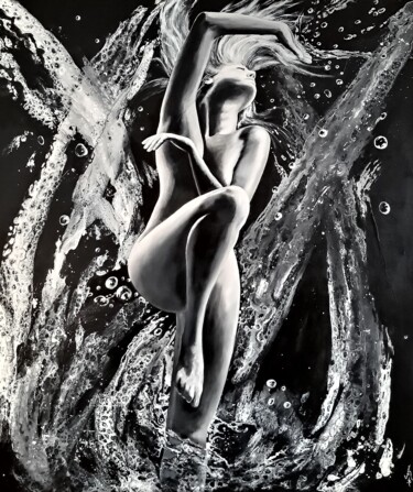 Картина под названием ""Water Dance"" - Waldemar Seyna, Подлинное произведение искусства, Масло Установлен на Деревянная рам…