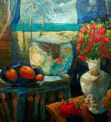 Schilderij getiteld "A Casa de Praia" door Waldomiro Sant´Anna, Origineel Kunstwerk, Acryl