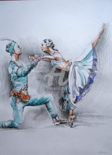 Рисунок под названием "Ballet La Bayadère…" - Walid Lemkecher, Подлинное произведение искусства, Другой