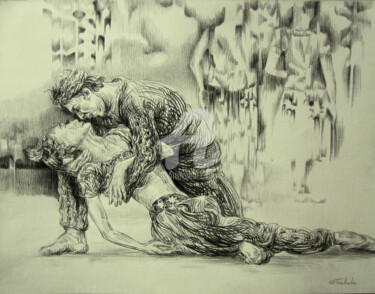 Dessin intitulée "Ballet La Bayadère…" par Walid Lemkecher, Œuvre d'art originale, Crayon