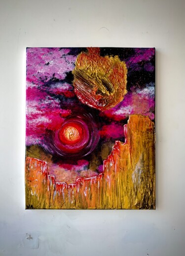 Painting titled "La Naissance de la…" by Wallace Azor, Original Artwork, Acrylic Mounted on Wood Stretcher frame