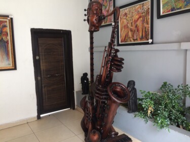 Sculpture titled "Musical instruments" by Wallace Obika, Original Artwork, Wood