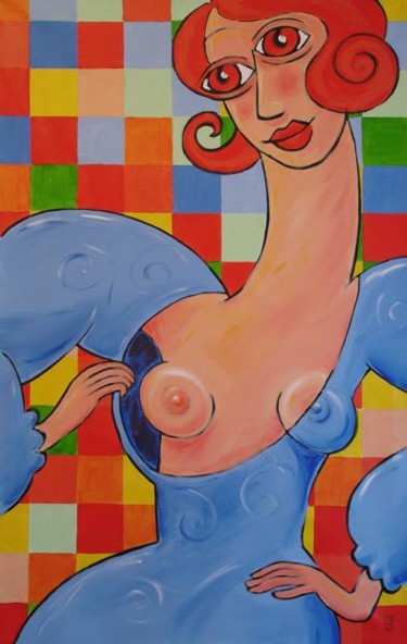 「femme montrant son…」というタイトルの絵画 Wallace [Zurini]によって, オリジナルのアートワーク, アクリル