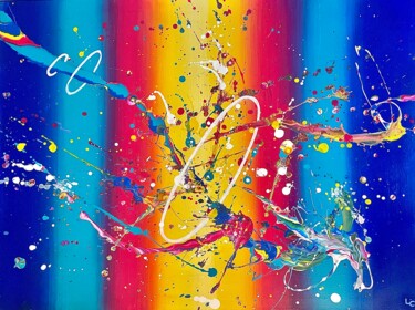 Painting titled "Rainbow splash" by Lucie Coeuret, Original Artwork, Acrylic
