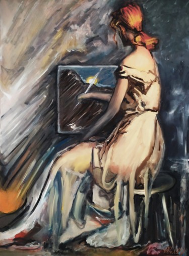 Peinture intitulée "The painter" par Walter Geraci, Œuvre d'art originale, Huile Monté sur Panneau de bois