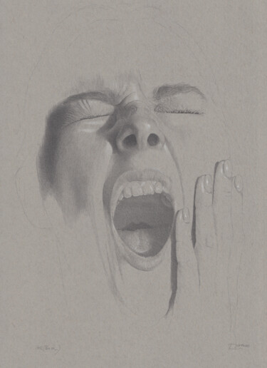 Drawing titled ""Pain or...(17:32)"" by Walter Roos, Original Artwork, Pencil