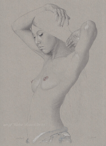 Drawing titled ""Pose Nr. 18 (23:34…" by Walter Roos, Original Artwork, Pencil