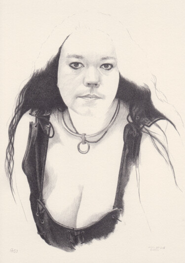 Tekening getiteld ""Sandra" (17:53)"" door Walter Roos, Origineel Kunstwerk, Potlood