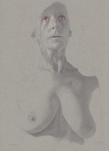 Drawing titled ""Helen Nr.3 (21:58)"" by Walter Roos, Original Artwork, Pencil