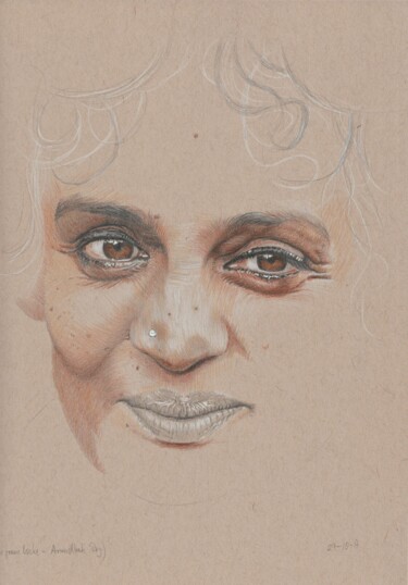 Rysunek zatytułowany „"Arundhati Roy"” autorstwa Walter Roos, Oryginalna praca, Ołówek