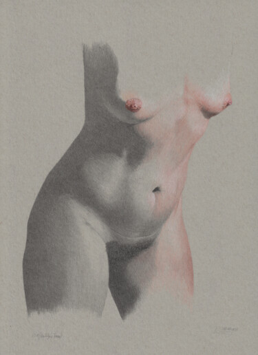 Tekening getiteld ""Kathlyn's Torso (2…" door Walter Roos, Origineel Kunstwerk, Potlood