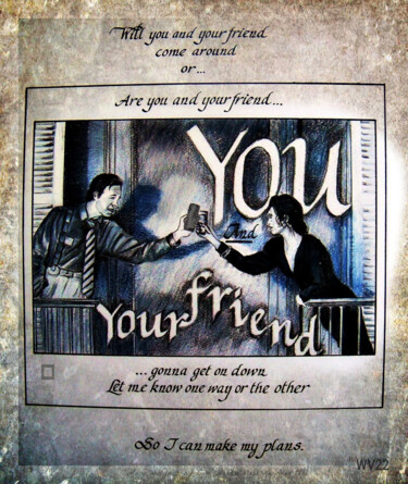 Zeichnungen mit dem Titel "You And Your Friend" von Walter Vermeulen, Original-Kunstwerk, Digitale Malerei