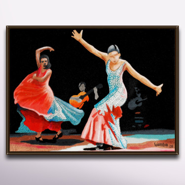 Peinture intitulée "Flamenco !" par Fabrice Wamba, Œuvre d'art originale, Acrylique