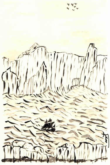 Pintura titulada "En mer" por Mf Arts-Créations, Obra de arte original, Acrílico
