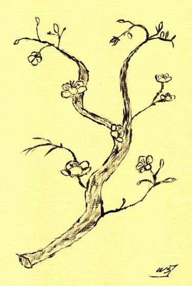 Pintura intitulada "Fleurs de cerisier" por Mf Arts-Créations, Obras de arte originais, Acrílico