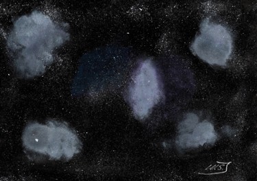 Painting titled "Nuages dans l'espace" by Mf Arts-Créations, Original Artwork, Acrylic