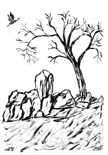 「Sous l'arbre」というタイトルの絵画 Mf Arts-Créationsによって, オリジナルのアートワーク, アクリル