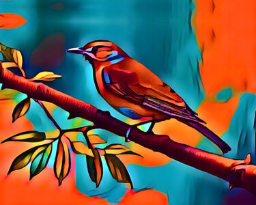 Digitale Kunst mit dem Titel "Little Bird #1" von Wannott Bakker, Original-Kunstwerk, 2D digitale Arbeit