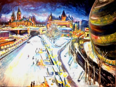 Painting titled "Ottawa Rideau Canal" by Warda, Original Artwork, Acrylic