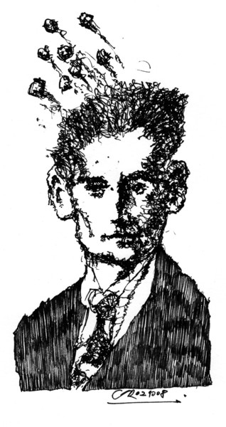 Disegno intitolato "Kafka (2)" da Stephan Rodriguez Warnemünde, Opera d'arte originale, Inchiostro