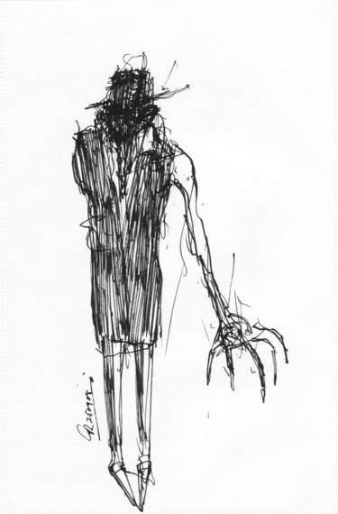 Rysunek zatytułowany „Kafka (5)” autorstwa Stephan Rodriguez Warnemünde, Oryginalna praca, Atrament