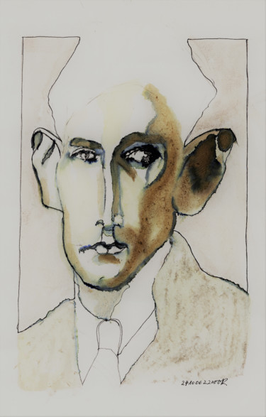 Drawing titled "Herr K. (2)" by Stephan Rodriguez Warnemünde, Original Artwork, Ink