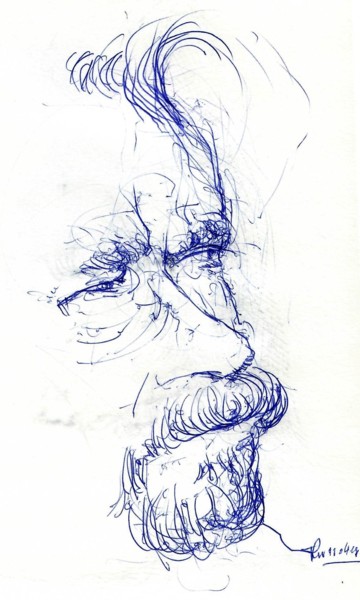Drawing titled "Hiob (27)" by Stephan Rodriguez Warnemünde, Original Artwork, Ballpoint pen