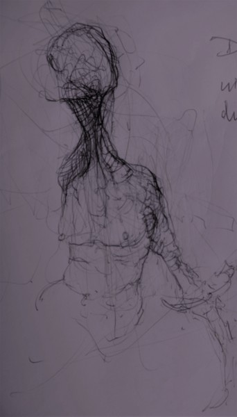 Drawing titled "Sie wartet." by Stephan Rodriguez Warnemünde, Original Artwork, Ballpoint pen