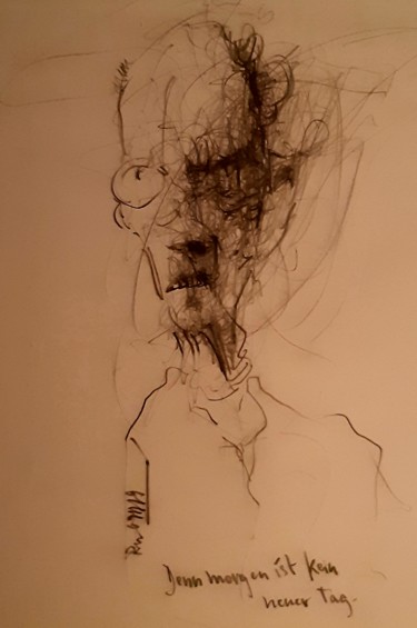 Drawing titled "Vaddern: Denn morge…" by Stephan Rodriguez Warnemünde, Original Artwork, Pencil