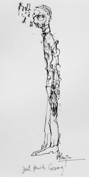 Zeichnungen mit dem Titel "Heil durch Gesang" von Stephan Rodriguez Warnemünde, Original-Kunstwerk, Tinte