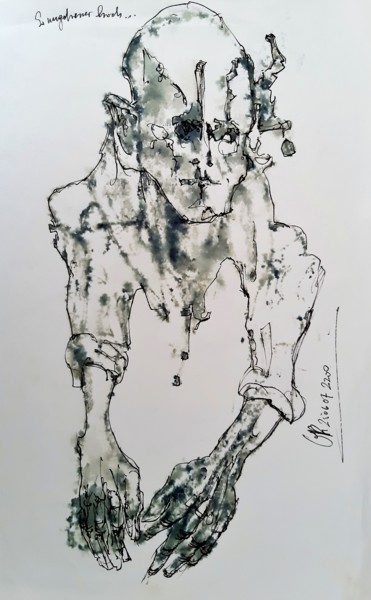 Disegno intitolato "Weißte noch?" da Stephan Rodriguez Warnemünde, Opera d'arte originale, Inchiostro