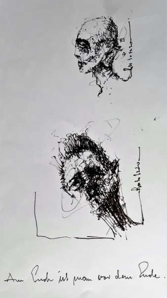 Drawing titled "Hiob (43)" by Stephan Rodriguez Warnemünde, Original Artwork, Ink