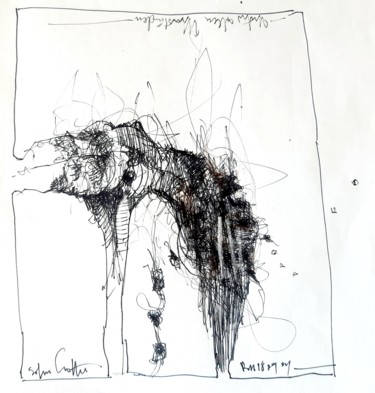 Dessin intitulée "Schmerzensmann (5)" par Stephan Rodriguez Warnemünde, Œuvre d'art originale, Stylo gel