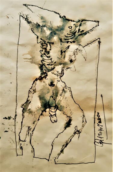Zeichnungen mit dem Titel "Ikarus" von Stephan Rodriguez Warnemünde, Original-Kunstwerk, Tinte