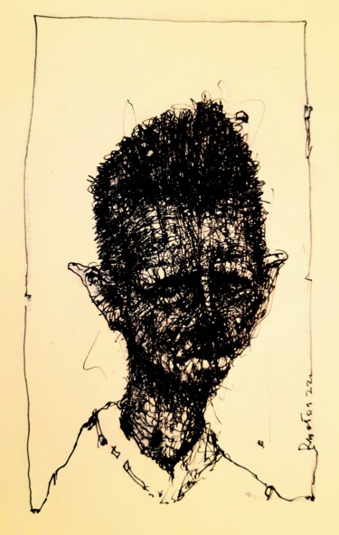 Zeichnungen mit dem Titel "Gedankensklave" von Stephan Rodriguez Warnemünde, Original-Kunstwerk, Tinte