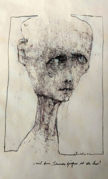 Zeichnungen mit dem Titel "...weil dein Schmer…" von Stephan Rodriguez Warnemünde, Original-Kunstwerk, Bleistift