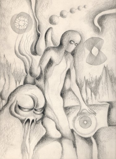 Desenho intitulada "Nie z tego świata" por Waldemar Wojtowicz, Obras de arte originais, Lápis