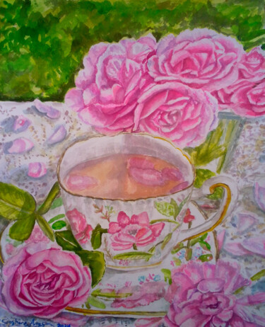 Pintura titulada "Pink Roses Floral S…" por Watercolor Whisper, Obra de arte original, Acuarela